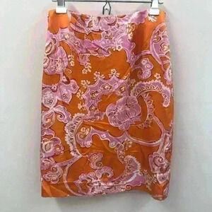VTG Ann Taylor Orange Pink Paisley Print Skirt